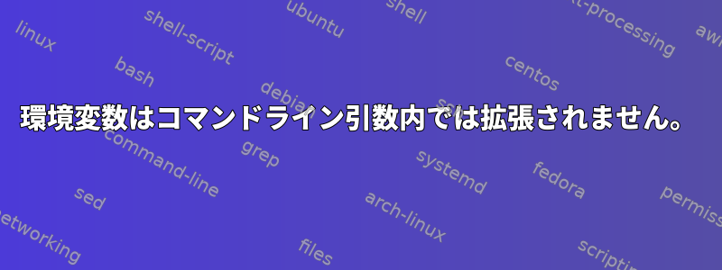 環境変数はコマンドライン引数内では拡張されません。