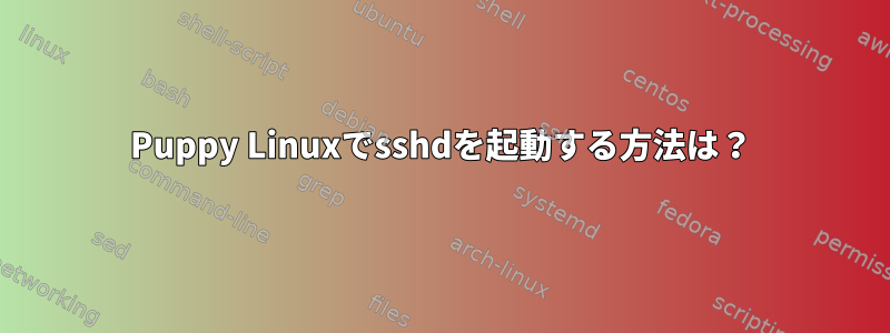 Puppy Linuxでsshdを起動する方法は？