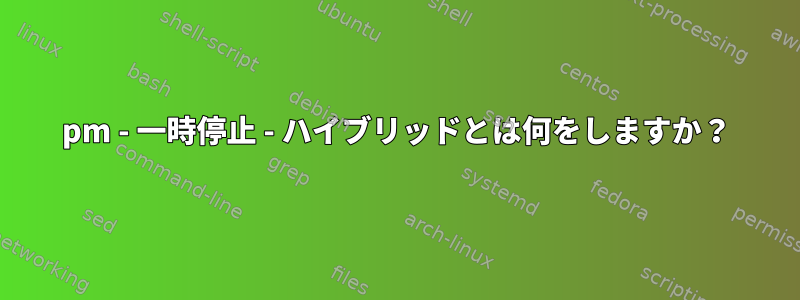 pm - 一時停止 - ハイブリッドとは何をしますか？