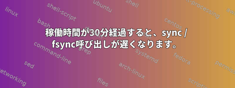 稼働時間が30分経過すると、sync / fsync呼び出しが遅くなります。