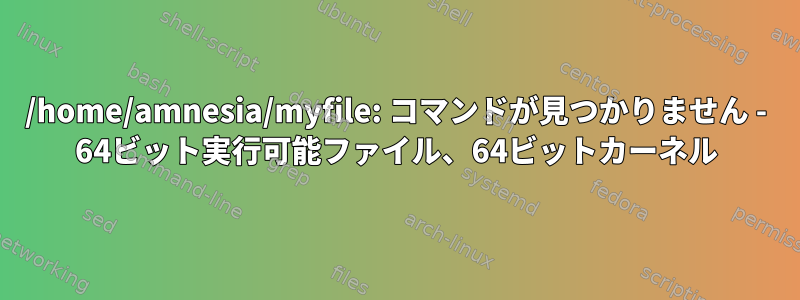 /home/amnesia/myfile: コマンドが見つかりません - 64ビット実行可能ファイル、64ビットカーネル