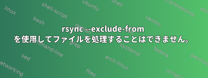 rsync --exclude-from を使用してファイルを処理することはできません。