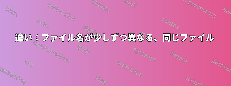 違い：ファイル名が少し​​ずつ異なる、同じファイル