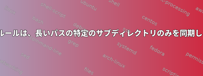 rsyncルールは、長いパスの特定のサブディレクトリのみを同期します。