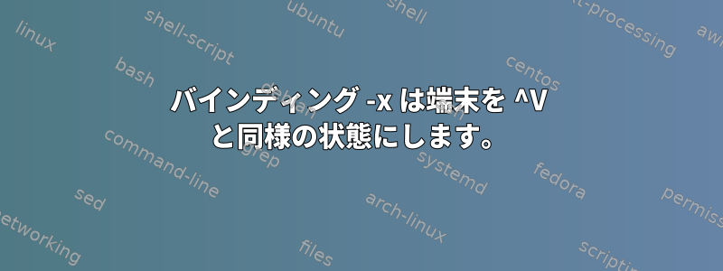 バインディング -x は端末を ^V と同様の状態にします。