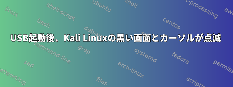 USB起動後、Kali Linuxの黒い画面とカーソルが点滅