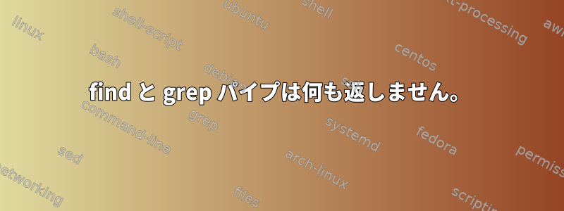 find と grep パイプは何も返しません。