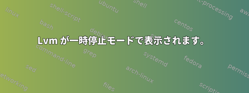 Lvm が一時停止モードで表示されます。