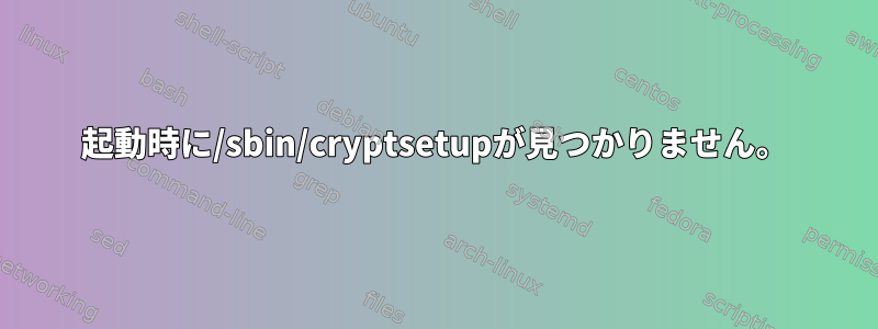 起動時に/sbin/cryptsetupが見つかりません。