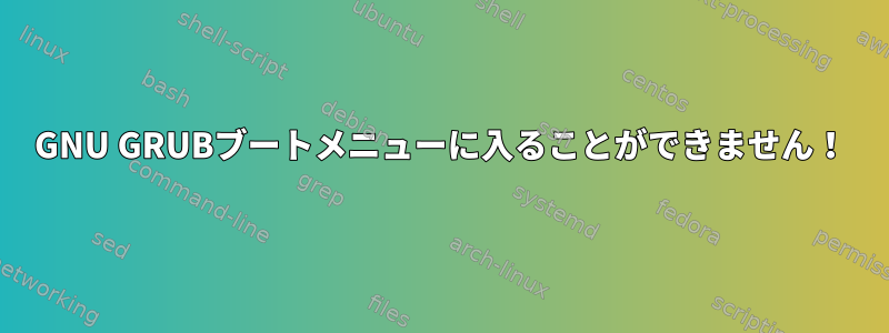 GNU GRUBブートメニューに入ることができません！