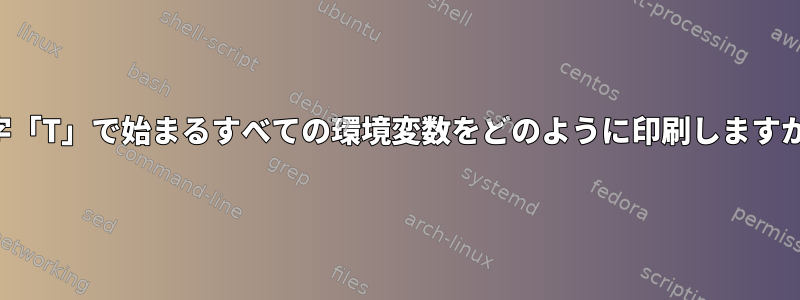 文字「T」で始まるすべての環境変数をどのように印刷しますか？