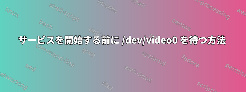 サービスを開始する前に /dev/video0 を待つ方法