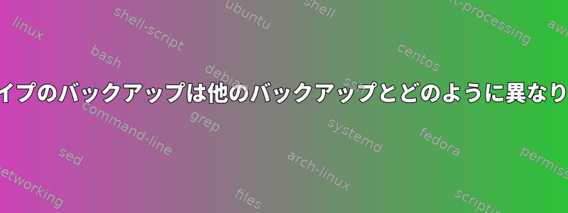 Rsyncタイプのバックアップは他のバックアップとどのように異なりますか？