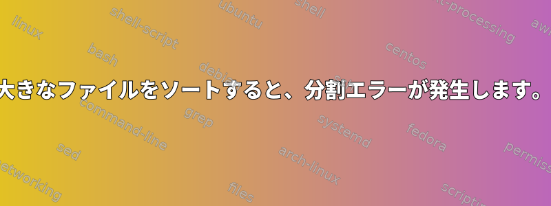 大きなファイルをソートすると、分割エラーが発生します。