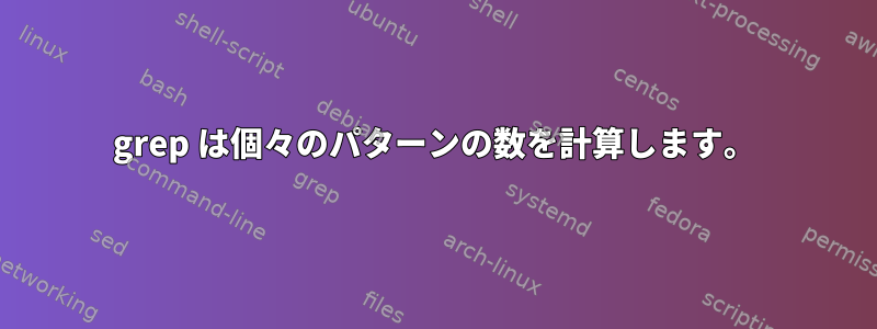 grep は個々のパターンの数を計算します。