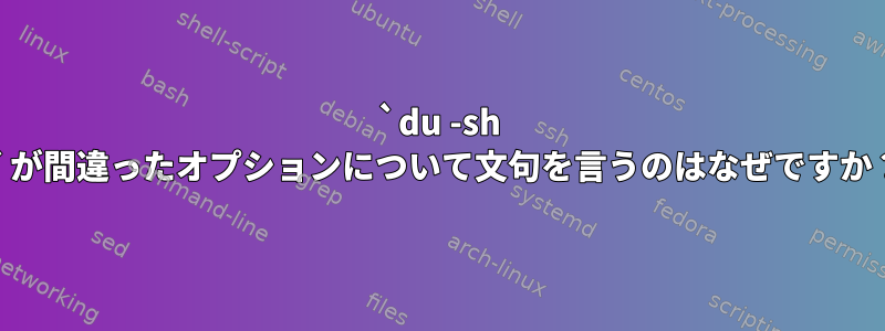 `du -sh *`が間違ったオプションについて文句を言うのはなぜですか？