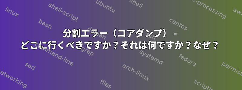 分割エラー（コアダンプ） - どこに行くべきですか？それは何ですか？なぜ？