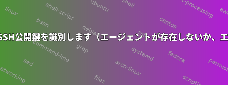 リモート側のシェルセッションでSSH公開鍵を識別します（エージェントが存在しないか、エージェントにIDがありません）。