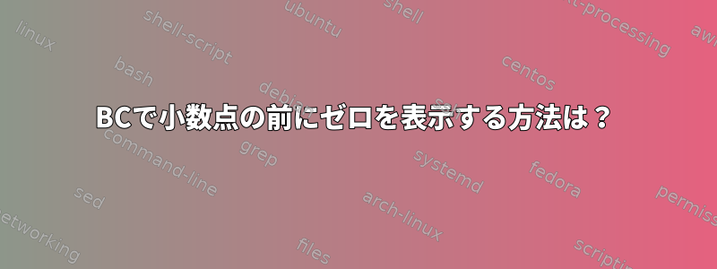 BCで小数点の前にゼロを表示する方法は？