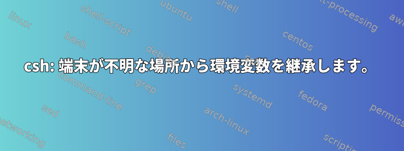 csh: 端末が不明な場所から環境変数を継承します。