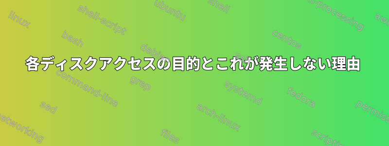 各ディスクアクセスの目的とこれが発生しない理由