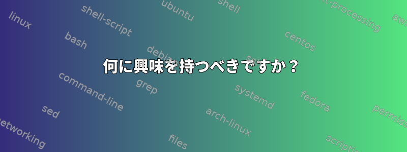 何に興味を持つべきですか？