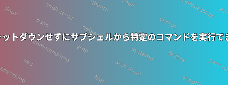 すぐにシャットダウンせずにサブシェルから特定のコマンドを実行できますか？