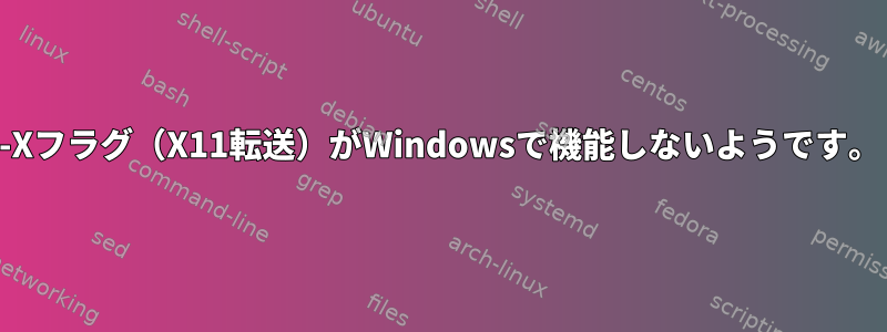 -Xフラグ（X11転送）がWindowsで機能しないようです。