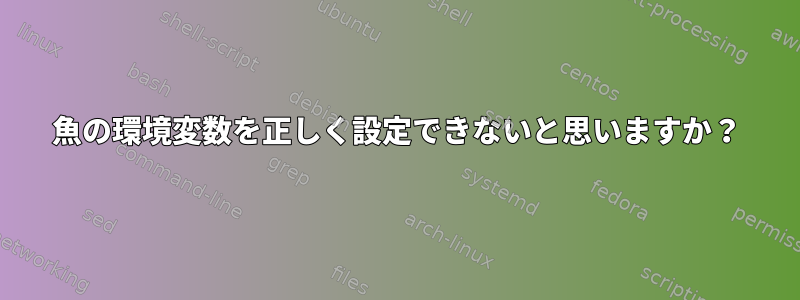 魚の環境変数を正しく設定できないと思いますか？