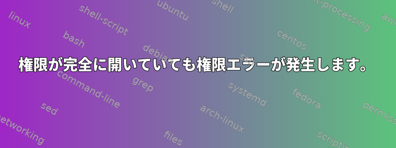 権限が完全に開いていても権限エラーが発生します。