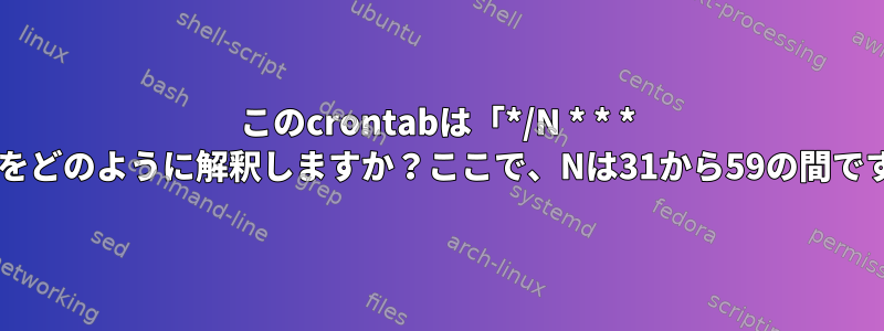 このcrontabは「*/N * * * *」をどのように解釈しますか？ここで、Nは31から59の間です。