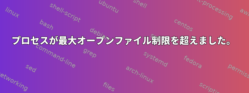 プロセスが最大オープンファイル制限を超えました。