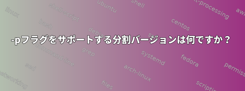 -pフラグをサポートする分割バージョンは何ですか？