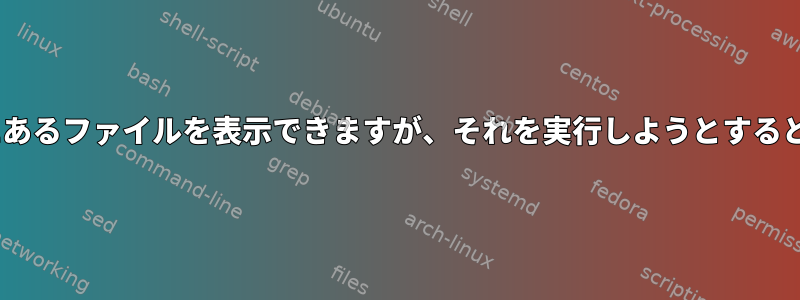 lsを使用して/usr/local/binにあるファイルを表示できますが、それを実行しようとするとファイルが見つかりません。