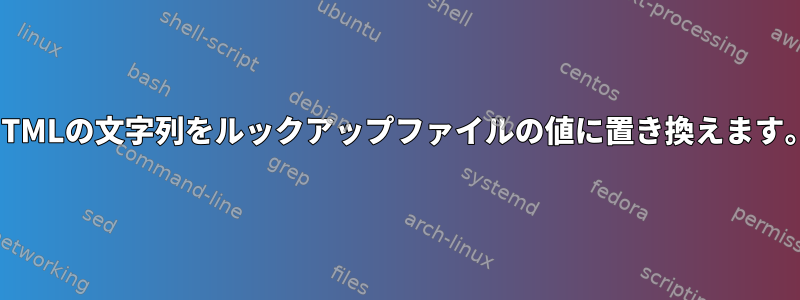 HTMLの文字列をルックアップファイルの値に置き換えます。