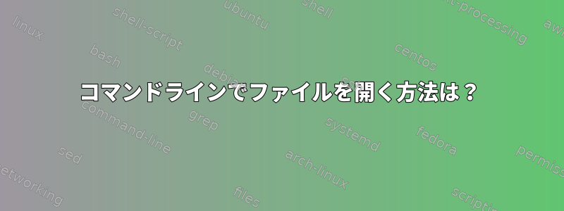 コマンドラインでファイルを開く方法は？