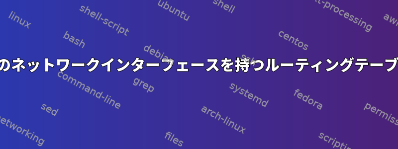 2つのネットワークインターフェースを持つルーティングテーブル