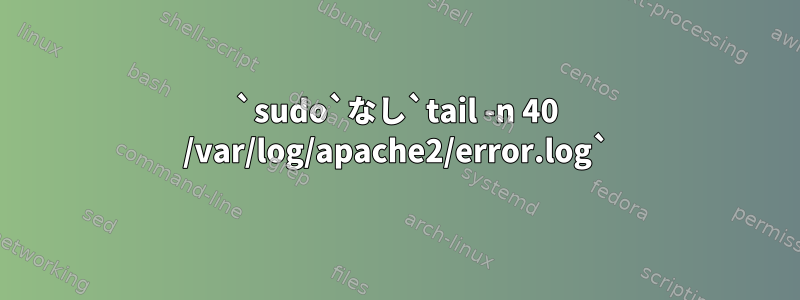 `sudo`なし`tail -n 40 /var/log/apache2/error.log`