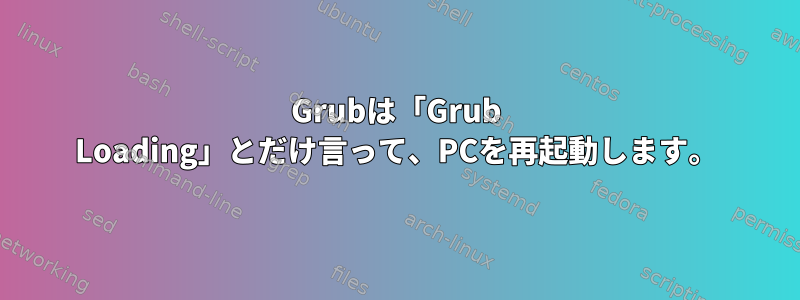 Grubは「Grub Loading」とだけ言って、PCを再起動します。