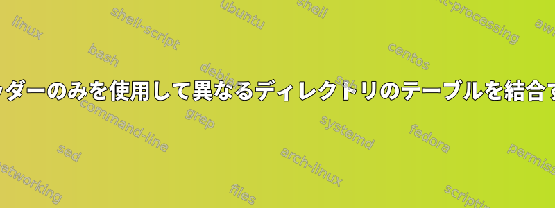 1つのヘッダーのみを使用して異なるディレクトリのテーブルを結合する方法