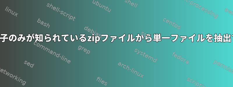 拡張子のみが知られているzipファイルから単一ファイルを抽出する