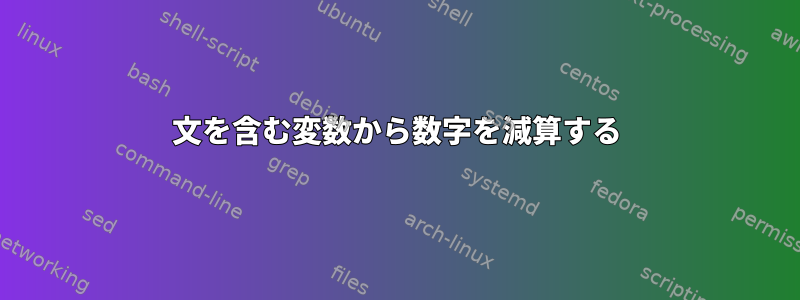 文を含む変数から数字を減算する