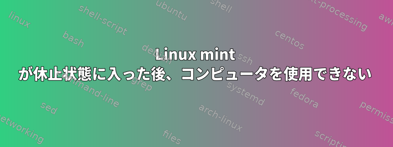 Linux mint が休止状態に入った後、コンピュータを使用できない