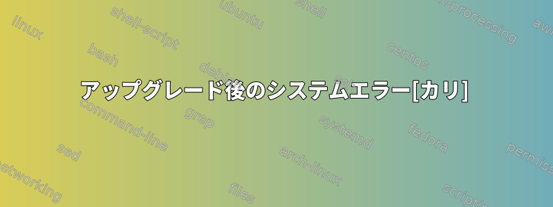 アップグレード後のシステムエラー[カリ]