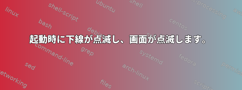 起動時に下線が点滅し、画面が点滅します。