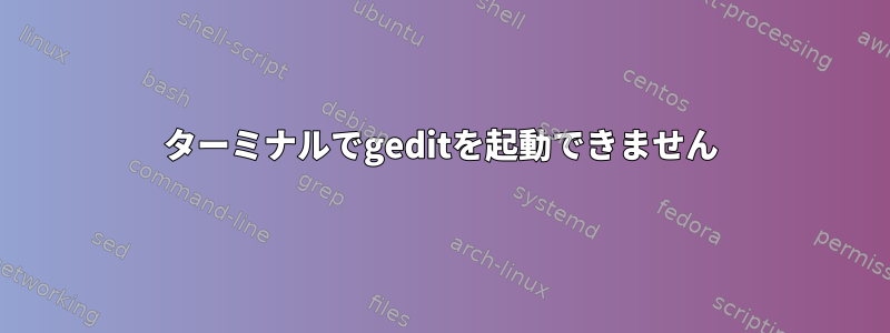 ターミナルでgeditを起動できません