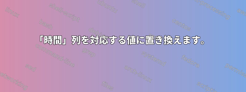 「時間」列を対応する値に置き換えます。