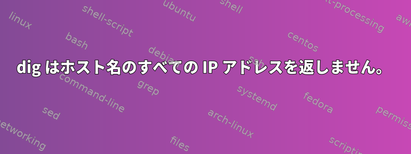 dig はホスト名のすべての IP アドレスを返しません。