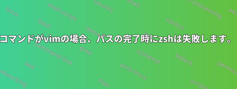 コマンドがvimの場合、パスの完了時にzshは失敗します。