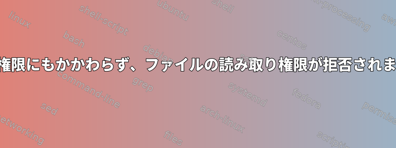 十分な権限にもかかわらず、ファイルの読み取り権限が拒否されました。